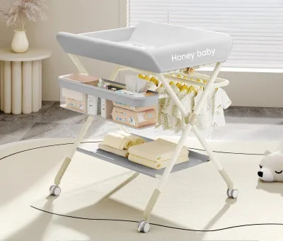 Portable Baby Changing Station for Newborn Infant with Wheels Adjustable Height Changing Table