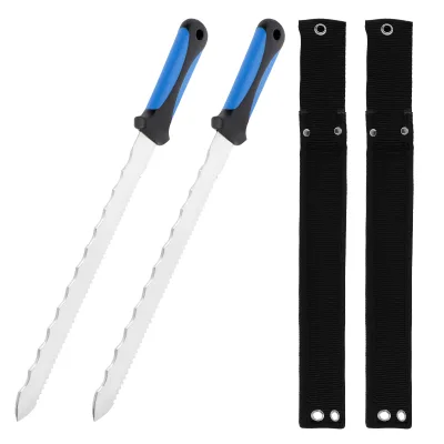 1/2 Pcs Insulation Knife Blade Insulation Cutter With Nylon Sheath Double Sided Serrated Duct Knife Tool