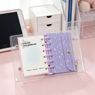Japanese-style Cute A7 Double-buckle PVC Transparent Colorful Loose-leaf Binder Pocket Soft Cover Six-hole Planner Notebook case