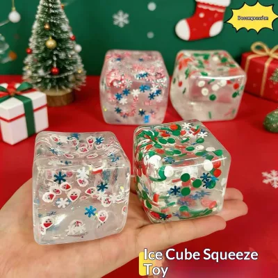 [Christmas Limited] Molasses-Shaped Ice Cube Squeeze Toy Stress-Relief Gift Square Christmas Squeeze Toy Wholesale