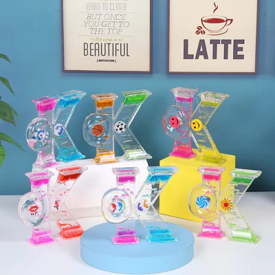 Hot Sales Kids Gifts Acrylic Small Fish Tank Liquid Sand Timer Hourglass Design