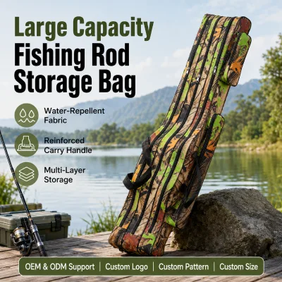 Custom 150/130/120/110cm Oxford Cloth Waterproof Fishing Rod Bags Portable Multifunction Fishing Carrier Adjustable Strap Sports