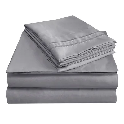 China Manufactured 1800 Thread Count Microfiber Sheet Set Skin Friendly Fabric Solid Pattern Polyester Filling