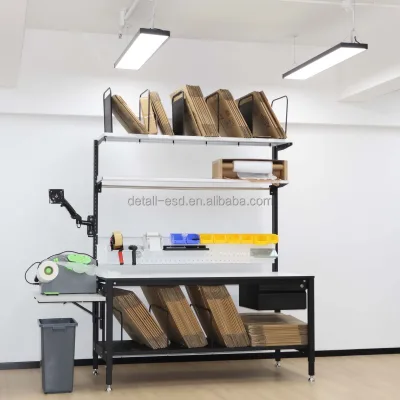 Detall PackingBench Stainless Steel Packing Bench SUS304 Food Grade Top Leveling Feet Undershelf Storage NSF Certified