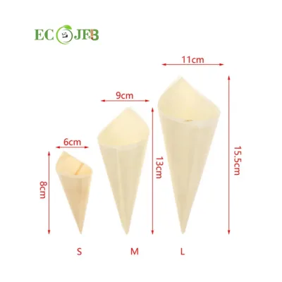 Hot Sales Disposable Natural Pine Eco-friendly Wooden Cone with Custom Size and logo
