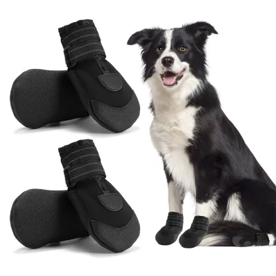JXANRY Four Seasons Pet Dog Shoes Waterproof Soft Sole with Breathable Reflective Spots New Print Pattern Cloth Material