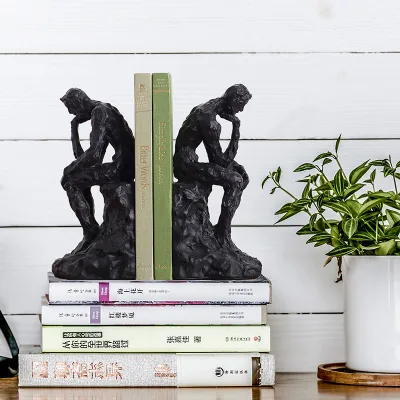 Modern Abstract Art Resin Bookends Thinker Book Stand for Study Bookshelf Handmade Resin Crafts Desk Decoration Bookends