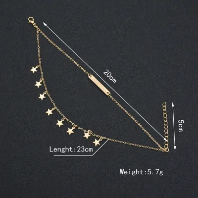 Fashion Jewelry Anklets Double Layer Multiple Pentagram Pendant Anklet Beach Anklets