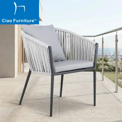 Good Quality Resort Balcony Furniture Grey Rope Outdoor Garden Dinning Chairs