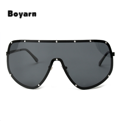 Men Polarized Face Fashion Rivet Women Sun Shades Big Glasses Statement Glasses Oversized Sunglasses