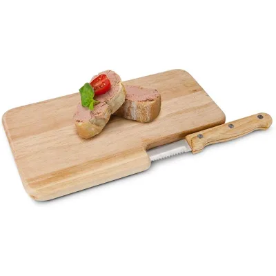 Bread Board with Knife Gift Item Breakfast Bread Board Wooden Board with Integrated Bread Knife and Practical Knife Cut-Out