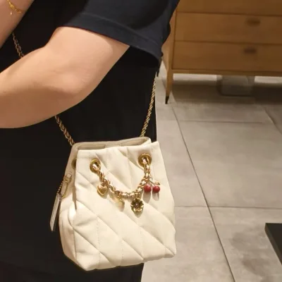 High Quality Genuine Leather New Chain Mini Shoulder Crossbody Small Fortune Bag Bucket Purse for Women Casual