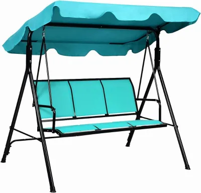 Modern Design 3-Person Metal Patio Furniture Swing Chair Glider Textilence Seats for Garden Home Outdoor Garden Courtyard