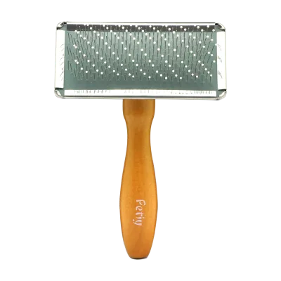 Baoli OEM Spazzola Peli 90x130mm Pet Slicker Brush Wooden Handle Cat Tick Bamboo Daily Grooming Cleaning Cat Dog Slicker Brush
