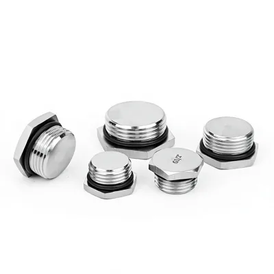 SS304 Stainless Steel Hexagonal Plug Waterproof Threaded Blind Cap Hydraulic Oil Stop Screw Hole Plug Wholesale for Enclosure