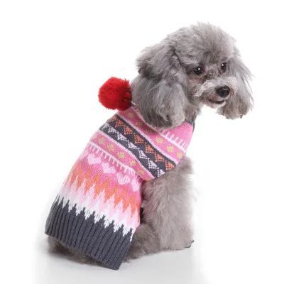 New Autumn Winter Dog Party Clothes Classic Style Print Polyester Dog Hoodie with Stripe for Christmas Pet Apparel