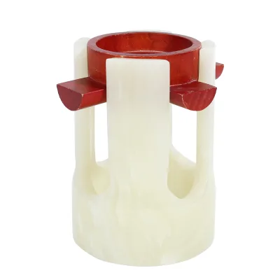 Wholesale Best Design Modern Decorative Natural Jade Marble Stone Onyx Candle Holder Jars with Wood Onyx Candle Jar