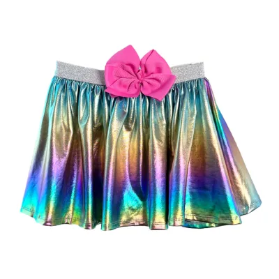 OEM ODM Customizable Summer Rainbow Shinny Bows Ball Gown Girls Skirts Eco-Friendly Breathable Comfortable Kids Dresses Inner