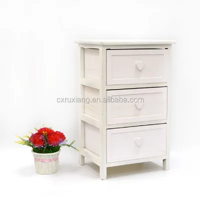 3 Drawers White Kids Wooden Storage Cabinet Bedroom Furniture