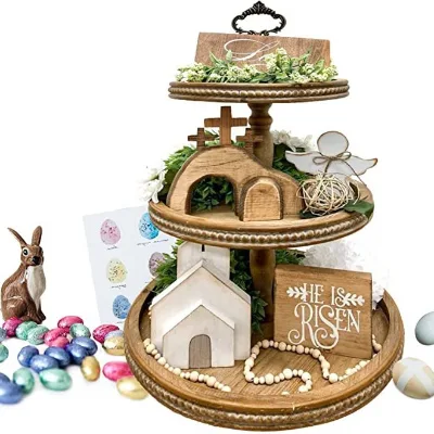 Church Ornaments Wooden Easter Crafts Wood Decoration Home Decorating Items