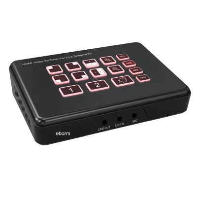 Eborm 2-Way HDMI Live Stream Switcher 1080P 60Hz Broadcast HDMI Camera Video Mixer Switcher Station with Type C Record