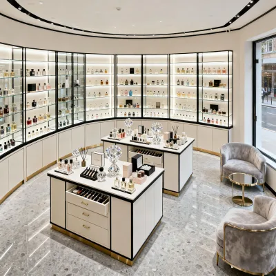 Lock Plywood Perfume Rotating Display Cabinet Customized Perfume Display Cabinet Glass Perfume Store Display Cabinet