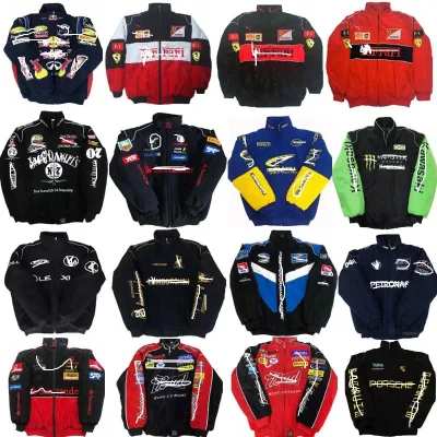 American Racing Men's Jacket F1 Cotton-Padded Windproof Coat with Embroidery for Baseball and Motorcycle Riding