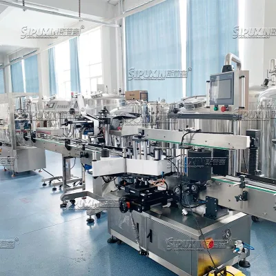 Automatic Double-Sided Pneumatic Motor PLC-Controlled Labeling Machine for Flat Bottles High-Speed Cosmetic Sticker Labeler Case