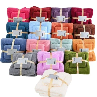 Customized Print Logo Thick Coral Fleece Soft Absorbent Towel Super Absorbent Coral Fleece Microfiber Towel Set