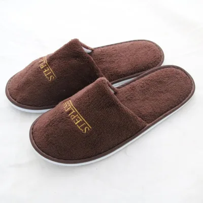 Wholesale  Guest Room Supplies  Disposable Hotel Spa Coral Fleece Slippers One Dollar Store Items