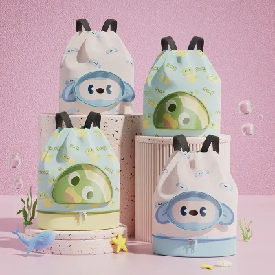 Hot Sell Summer Cartoon Kids Wet-Dry Separation Backpack with Shoe Compartment - Swimsuit Storage Kid's Travel & Swimming Bag