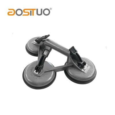 Yellow Orange Aluminum Triple Claws Vacuum Hand Tool Suction Cup Heavy Loading Suction Lifter for Glass Marble Acrylic