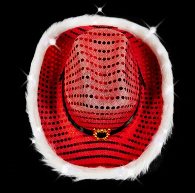 Festive Celebration Glittering LED Sequined Denim Hat Creates an Exclusive Party Atmosphere for Holiday Celebrations