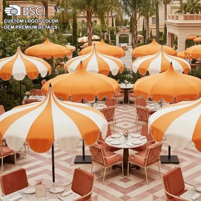 Wholesale Outdoor Heavy Duty Aluminum Pole Premium Acrylic Waterproof UV50+ Sun Parasols European Style Park Restaurants Hotels