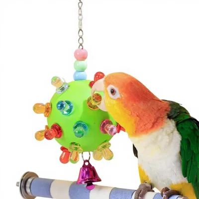 Plastic Parrot Biting Toy with Peony Pattern Bird Cage Decoration
