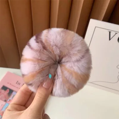 Plush Scrunchies 2025 New Hair Rings Elastic Hair Rubber Bands Mama & Me Ponytail Holder Soft Real Rex Rabbit Fur Scrunchies