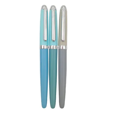 Best Selling Custom Cheap New Product Blue Frosting Metal Luxury Gift Fountain Pen for Lady boss