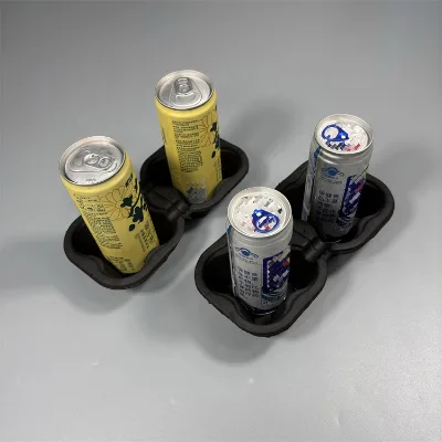 Disposable Paper Milk Tea Coffee Cup Holder Tray with Handle Kraft Paper Beverage Offset Printing Paper