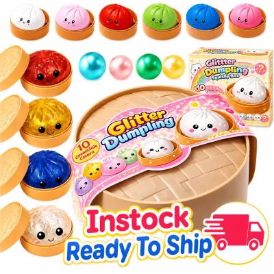Glitter Dumpling, Glitter Dumpling Squishy with Box, 6 Color Options Dumplings Squishy Toy for Stress Relief