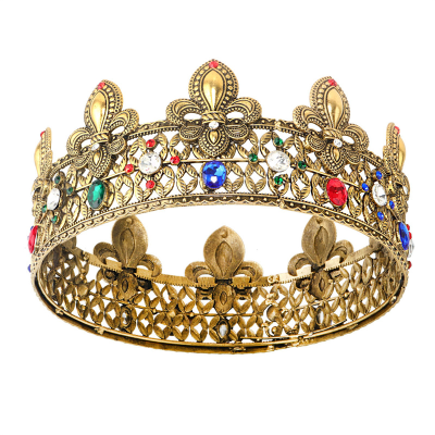 Vintage Queen's Coronation Crown Birthday Gift Rhinestone Crown Hair Accessories Round Pageant Queen King Crown