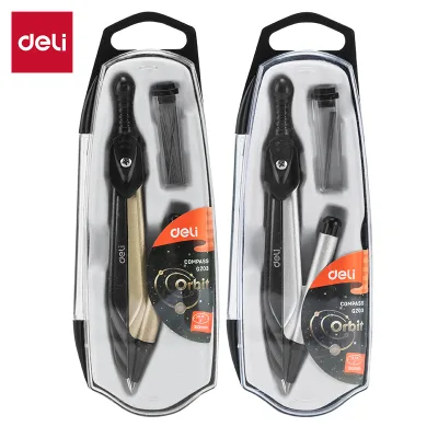 Deli EG20302 Compass with Mechanical Pencil and Leads Refill BLUE/GREEN/RED Large Opening Angle Drawing Set