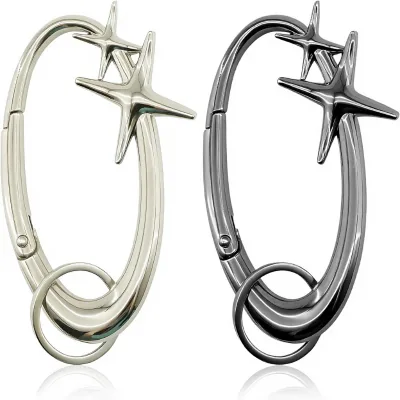 Wholesale Custom Your Own LOGO Shape Y2K Large Star Shape Carabiner Keychain Cool Belt Loop Clip Key Buckle