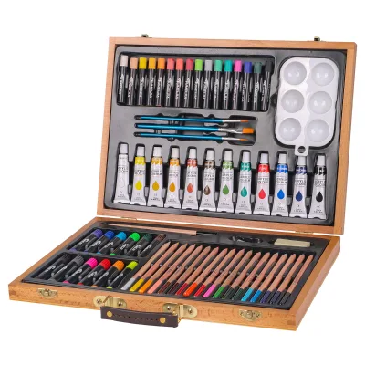 66pcs Nature Painting & Drawing Wooden Case Portable Art Sets Painting Art Set Easy to Colour