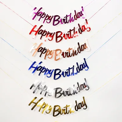 Happy Birthday Flag Decoration Plastic Gold Foil One-piece Golden Silver Conjoined Letters Banner Party Supplies Fu Xin