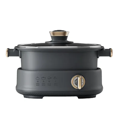 Multifunctional Skillets Slow Cooker Crock Non-Stick Square Electric Skillets with Glass Lid Cooking Pot Making Machine