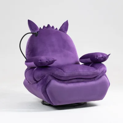Living Room Furniture Single Sofa Modern Luxury Full Purple Velvet Electric Sleep Reclining Armchair Sofa with Phone Holder