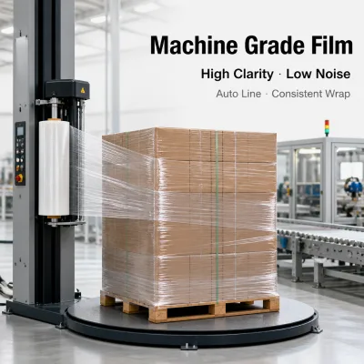 Machine Stretch Film Rolls 500mm Pallet Wrapping Film High Transparency Cast Stretch Wrap for Automatic Packaging Line
