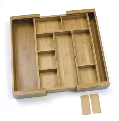 Adjustable Bamboo Expandable Drawer Organizer Silverware Utensils Holder Tray Home Storage Organization Wood Drawer Dividers