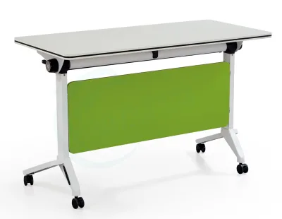 Modern Metal Student Table and Chair College Desk with Move Wheels for Home Office or School Furniture Folding Training Table