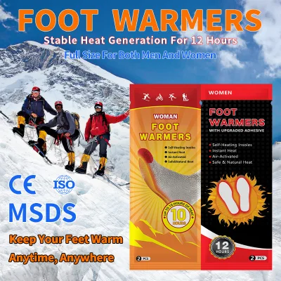 Custom OEM Disposable Insole Foot Warmers Air Activated Adhesive Toe Warmer Heating Pads Long Lasting Winter